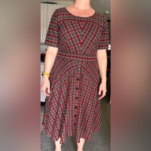 Red Grey Plaid eShakti dress